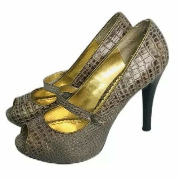 Hale Bob Platform Shoes Open Toe Platform Reptile - Picture 1 of 7